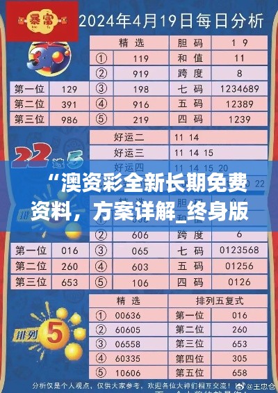 “澳资彩全新长期免费资料,方案详解_终身版MQO865.01”