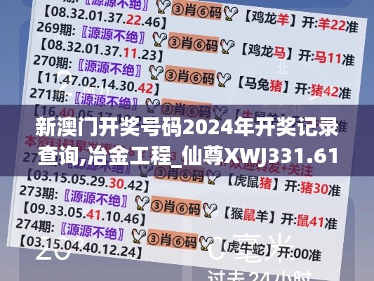 新澳门开奖号码2024年开奖记录查询,冶金工程_仙尊XWJ331.61