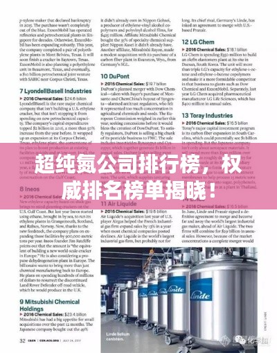 超纯氮公司排行榜,权威排名榜单揭晓!