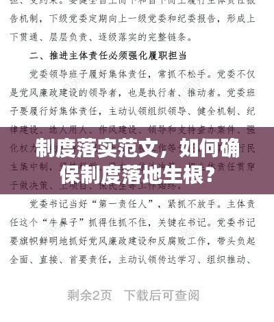 制度落实范文,如何确保制度落地生根?